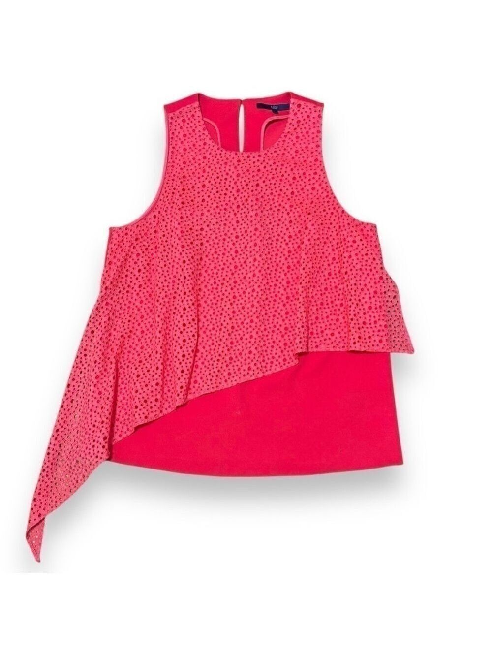 Tibi New York Orange Asymmetrical Eyelet Office Tank Blouse - Size 8